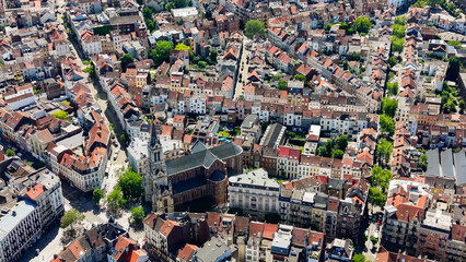 Fototapeta premium Aerial view around the capitol city Brussels in Belgium, on a sunny day in summer.
