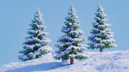 Obraz premium AI artwork shows a cheerful Christmas pine tree farm in snowy winter