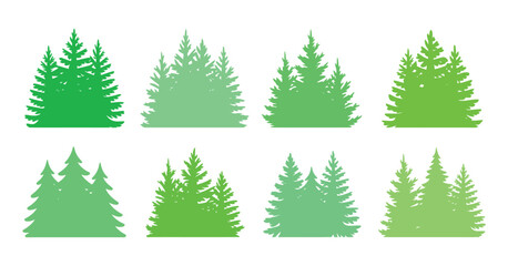 Obraz premium forest trees silhouette illustration green nature landscape