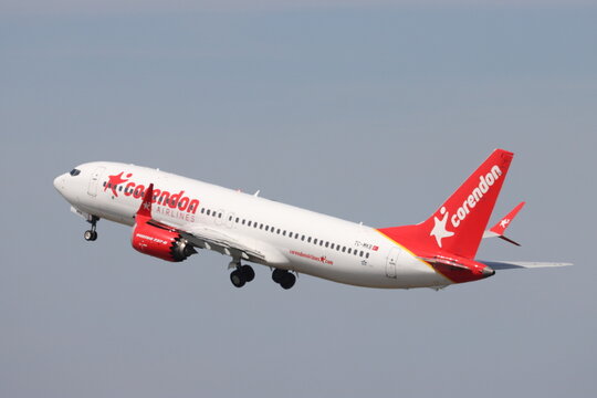 TC-MKB, Boeing 737 MAX 8, Corendon Airlines, departing London Stansted Airport, Essex, UK on 30th May 2026