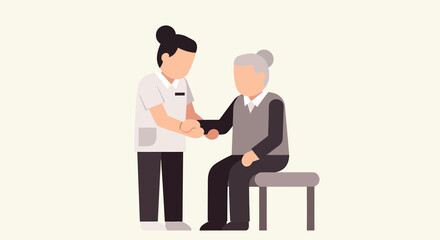 Obraz premium Nurse Helping Elderly Woman Sit Down, Senior Caregiver Assistance, Home Health Support