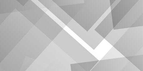 Fototapeta premium White and gray overlap triangle geometric technology pattern. minimal rectangle randomly arranged white triangle geometric transparent background layers overlapping presentation design.