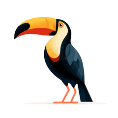 Obraz premium 2D minimalist flat vector of a Toucan, contemporary clean design isolated on white.