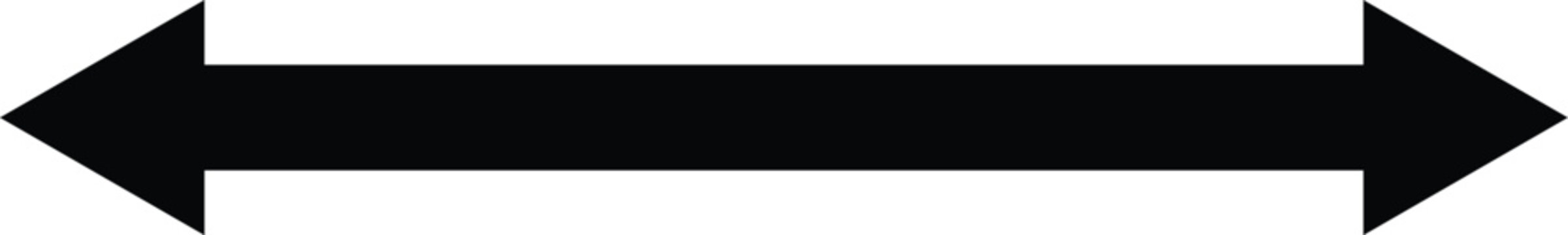 A single black double-headed arrow on a white background, pointing both left and right, symbol for bidirectional movement or choice