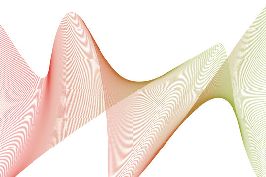 Abstract Wavy Line Pattern with Red to Green Gradient on transparent Background