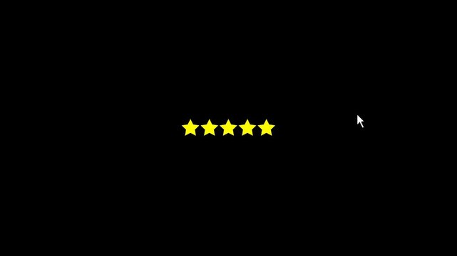 Five Star Rating Animation with Cursor | Transparent Background