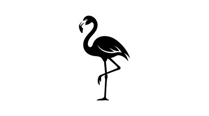 Naklejka premium Black Flamingo Bird Silhouette Standing Alone.