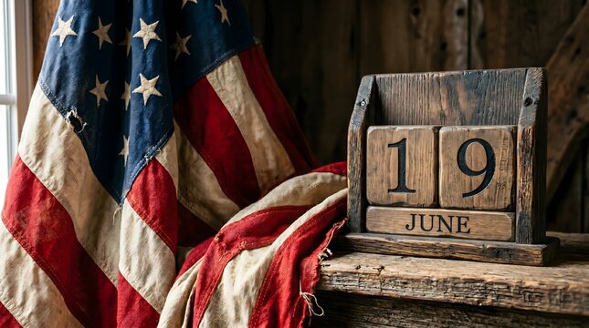 Vintage calendar showing june 19 for juneteenth holiday