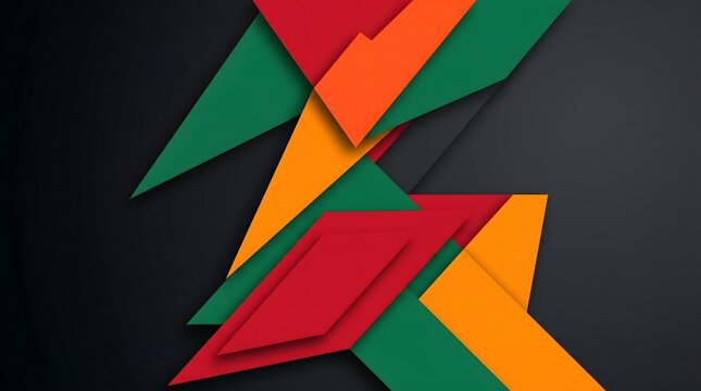 Modern geometric triangles in juneteenth colors background
