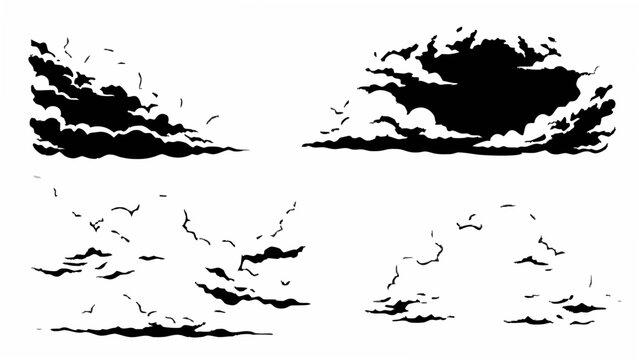 dramatic cloud formations silhouette on white background formation sky atmosphere weather stormy cloudscape vector graphic art illustration nature scene element design