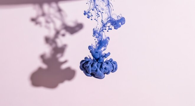 Blue liquid splash with shadow effect.