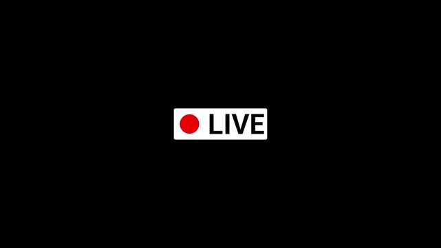 live indicator icon on black background red dot text label
