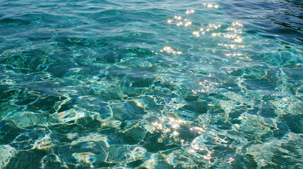Fototapeta premium Sparkling Turquoise Sea Water Surface Background