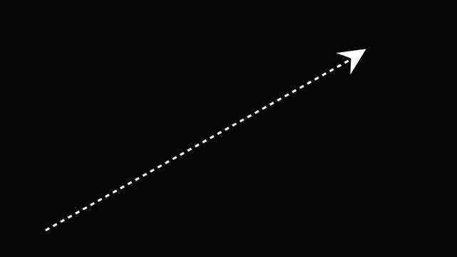 dashed arrow progressing across black background animation motion graphic directional