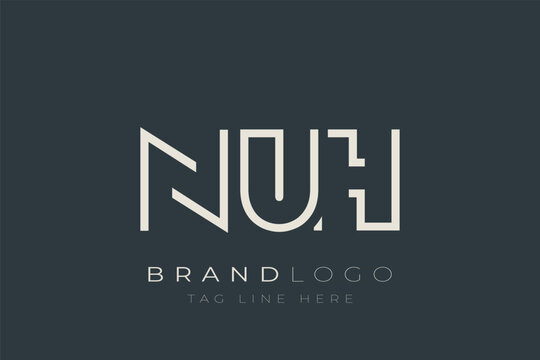 NUH abstract letter logo design. Modern Business Logo Design With Abstract Typography and Contemporary Style