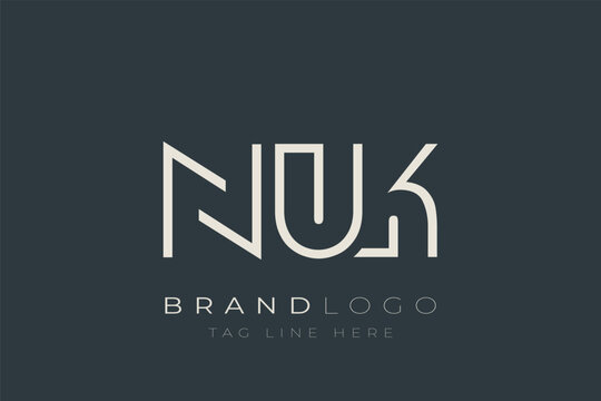 NUK abstract letter logo design. Modern Business Logo Design With Abstract Typography and Contemporary Style