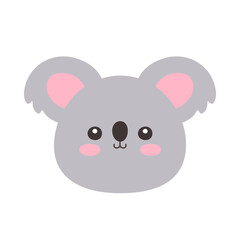 Obraz premium Cute Kawaii Koala Face Flat Vector Illustration