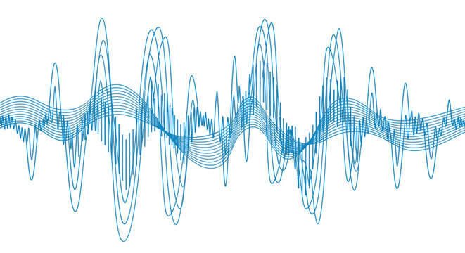 Blue waveform graphic design element on white background