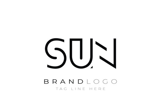 SUN abstract letter logo design. Modern Business Logo Design With Abstract Typography and Contemporary Style