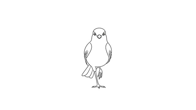 Minimalist bird silhouette standing on one leg isolated on a transparent background, standing bird one-legged bird