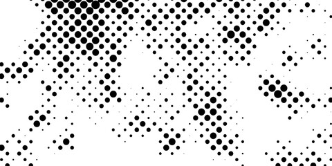 Abstract halftone background with black dots pattern on white backdrop, vector comic pop art graphic design style texture layout for retro banners web wallpaper posters and print illustration. © Abu Bokkor Siddique