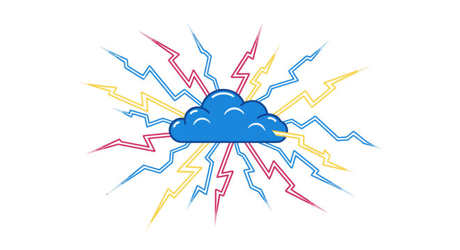 colorful lightning storm cloud with electric bolts