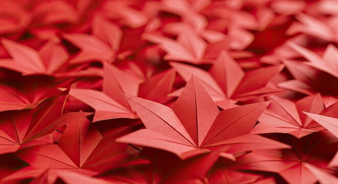 Canada day background with text copy space red maple leaf origami pattern