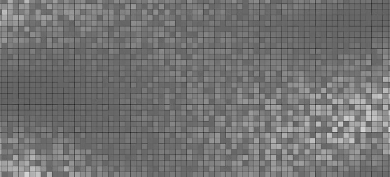 Abstract grayscale square tile background, pixel mosaic pattern with subtle shade variations, modern geometric grid texture.