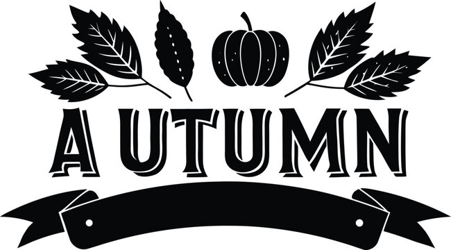 Autumn leaves and pumpkin graphic design