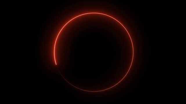 Abstract neon circle animation rotating and glowing with futuristic digital circle glow border concept , alpha channel, seamless loop, ...