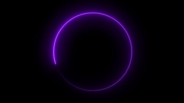 Abstract neon circle animation rotating and glowing with futuristic digital circle glow border concept , alpha channel, seamless loop, ...