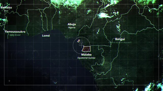 EQUATORIAL GUINEA Rotating Map Satelite Map Style