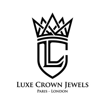 Minimalist vector graphic logo design featuring an elegant letter c intertwined with a sharp geometric crown for a luxury jewelry brand based in paris and london