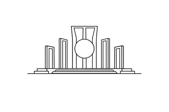Line art vector icon of Shahid Minar language martyrs monument Dhaka Bangladesh for culture and history design