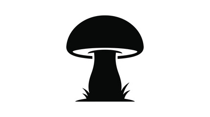 mushroom silhouette on white background fungus cap stem black simple © TanjilaAkter