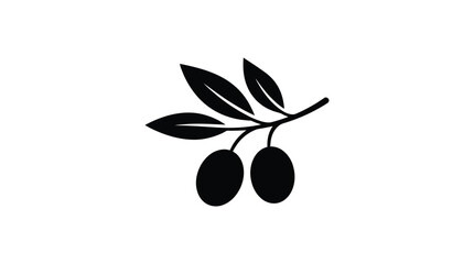olive branch silhouette on white background leaves fruit black simple © TanjilaAkter