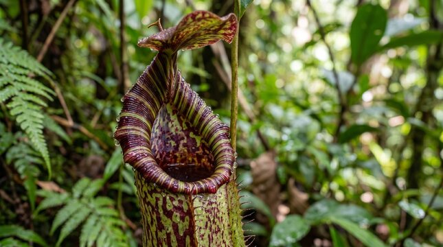 Tropical Pitcher Plant Nepenthes in Jungle Forest