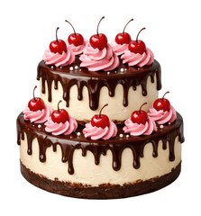 Fototapeta premium PNG Delicious chocolate cherry cake