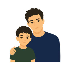 Fototapeta premium Father And Son portrait illustration. Vector illustration of people on a white background.
