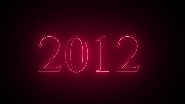 Abstract neon text year 2012 animation, glowing text animation ...