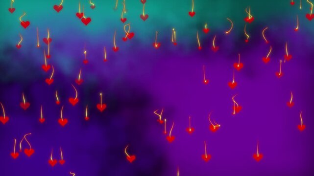 Happy valentines day neon heart background, Red love heart shape floating animation, Glowing and shiny red hearts, love and passion 14 February, valentines day hearts motion graphics, 4k video