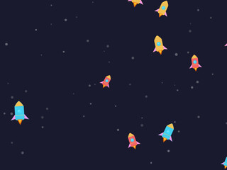 Fototapeta premium Kids Rocket Launch Playful Vector Background