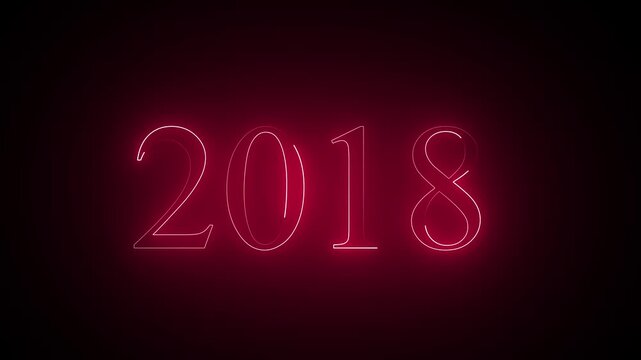 Abstract neon text year 2018 animation, glowing text animation ...