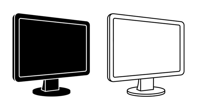 computer monitor silhouette and outline display screen
