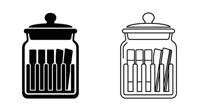 medical test tubes in jar silhouette black