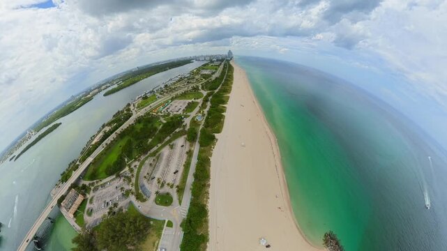 Aerial fisheye video Haulover beach Miami Florida 2026