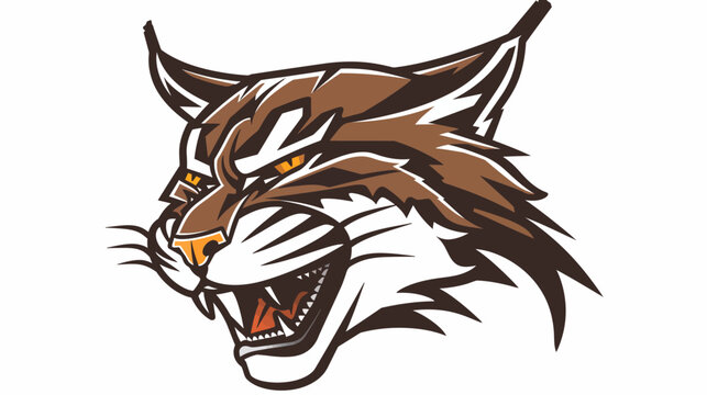 Stylized vector illustration of a fierce bobcat head in profile