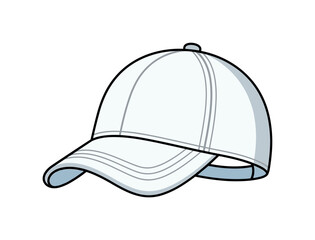 Fototapeta premium White baseball cap icon with curved brim and simple sportswear accessory form, cap, hat, baseball cap, brim, white, clothing,
