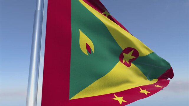 Grenada Flag Waving Animation Cinematic 4K Motion Background