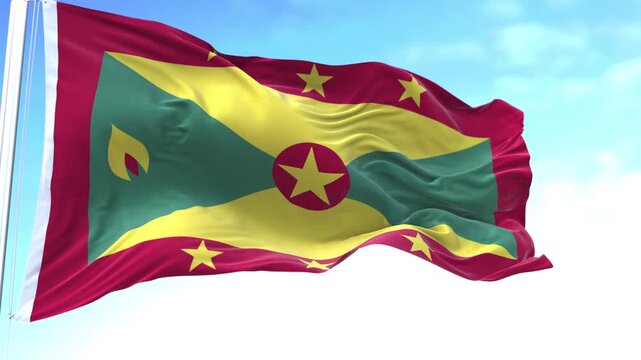 Grenada Horizontal Flag in the Sky Speed Waving